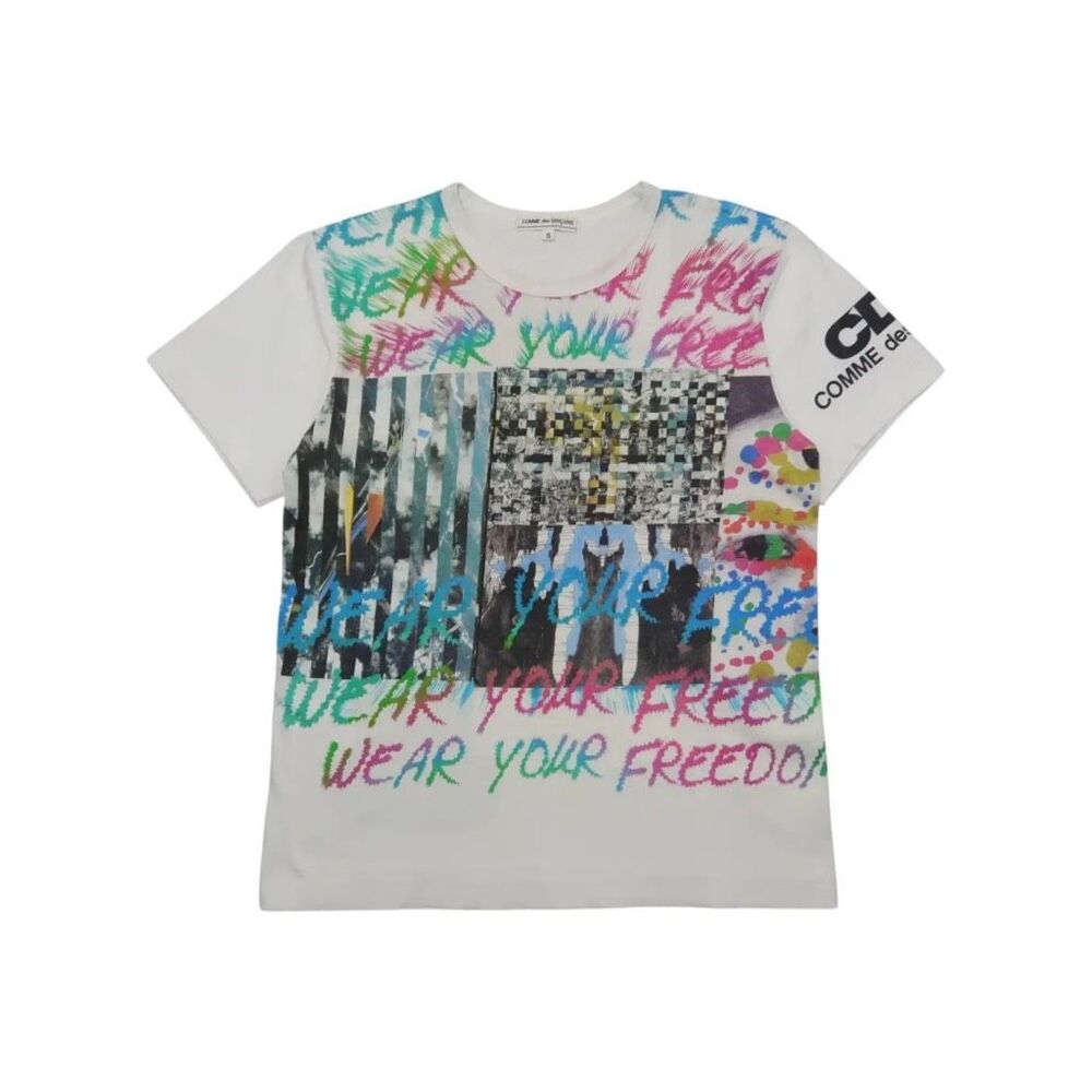 Commes Des Garcons Wear Your Freedom graffiti t shirt cotton size large